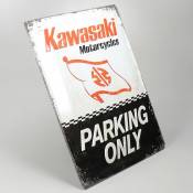 Plaque émaillée Kawasaki parking 30x40cm