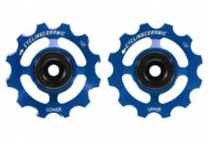 Paire de galets cyclingceramic pour shimano 12v 9200 8200 bleu