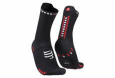 Paire de chaussettes compressport pro racing socks v4 0 run high noir rouge 42 44