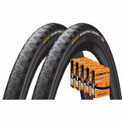 Continental Grand Prix 4 Season 28c Tyres (+5 Tubes) - Noir - 700c, Noir