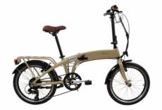 velo pliant electrique bicyklet marcus shimano tourney 6v 418 wh 20 beige ivoire 2022