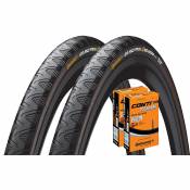Continental Grand Prix 4 Season 28c Tyres (+2 Tubes) - Noir - 700c, Noir