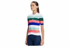 Maillot manches courtes femme maap fat stripe pro fit blanc multi