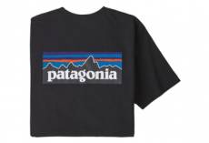 T shirt manches courtes patagonia p 6 logo responsibili tee noir homme